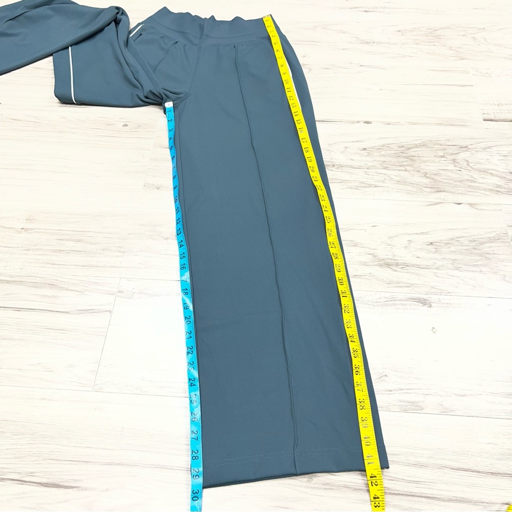 Athleta Venice High Rise Track Stripe Wide Leg Green/ White Stripe Size XS - Picture 9 of 12